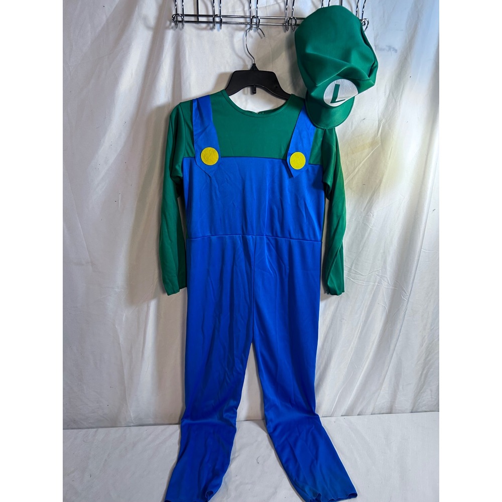 Unbranded Luigi Costume XL Green Blue 3-Piece Set Kids